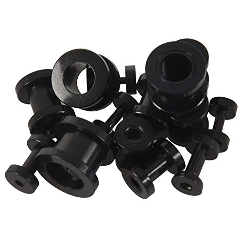 Gaoominy Expansores De Camillas Para Los Oídos Tapones Para Túneles De Oído De cero Inoxidable 1.6-10Mm Juego De 16 Piezas Negras