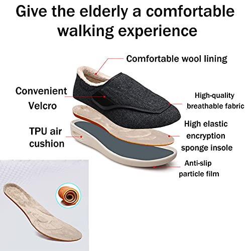 gaoxiao Calzado para Mujer para Pies Hinchados, Zapatillas de Estar por casa Zapatos Diabéticos, Ajustables Extra Ancho Plantar Calzado Ortopédico para Ancianos(Size:2E 38,Color:Gris)