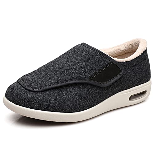 gaoxiao Calzado para Mujer para Pies Hinchados, Zapatillas de Estar por casa Zapatos Diabéticos, Ajustables Extra Ancho Plantar Calzado Ortopédico para Ancianos(Size:2E 38,Color:Gris)