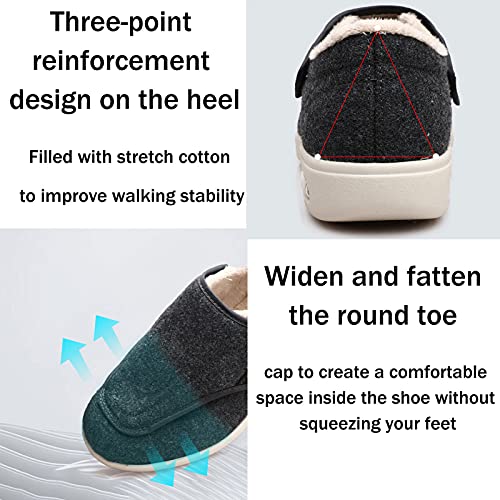 gaoxiao Calzado para Mujer para Pies Hinchados, Zapatillas de Estar por casa Zapatos Diabéticos, Ajustables Extra Ancho Plantar Calzado Ortopédico para Ancianos(Size:2E 38,Color:Gris)