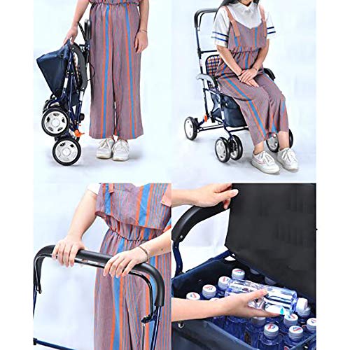 GAOXIAOMEI Carro DELE Compra,Carrito de Compras Plegable 6 Ruedas,con Asiento, Adecuado para Personas Mayores y discapacitadas