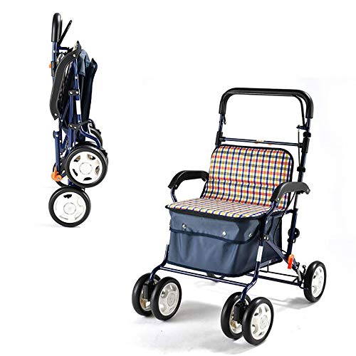 GAOXIAOMEI Carro DELE Compra,Carrito de Compras Plegable 6 Ruedas,con Asiento, Adecuado para Personas Mayores y discapacitadas