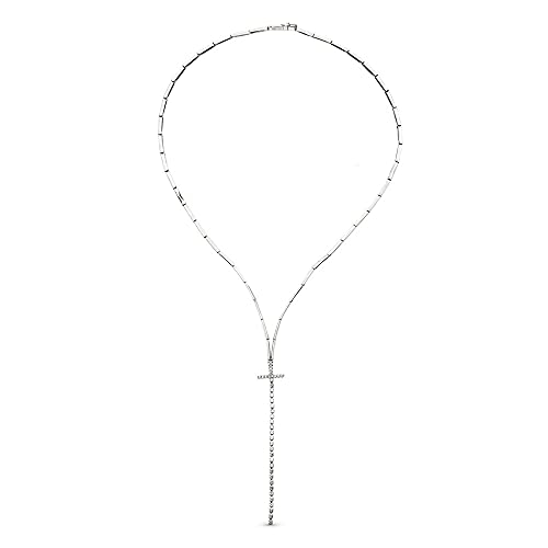 Gargantilla oro blanco 18k semirrígida mujer colgante cruz circonitas