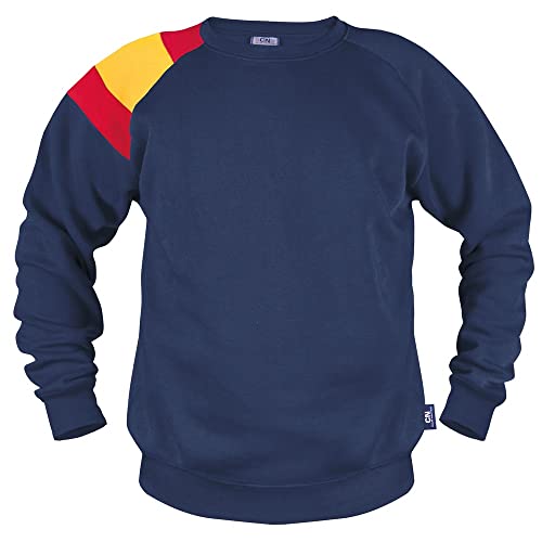 GARGOLA.ES OPERADORES DIGITALES Sudadera Casual Azul Marino. Adorno Bandera de España en el Hombro. (M)