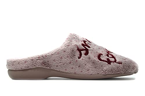 Garzón - 7329.275 Rosa - Zapatilla Pantufla de IR por casa, Chinela Destalonada, Smile Forever, corazón, para: Mujer Color: Rosa Talla:37