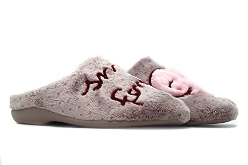 Garzón - 7329.275 Rosa - Zapatilla Pantufla de IR por casa, Chinela Destalonada, Smile Forever, corazón, para: Mujer Color: Rosa Talla:37
