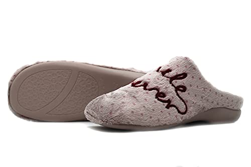 Garzón - 7329.275 Rosa - Zapatilla Pantufla de IR por casa, Chinela Destalonada, Smile Forever, corazón, para: Mujer Color: Rosa Talla:37