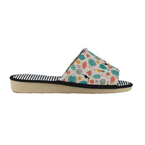Garzon P400.177 - Zapatilla de casa para Mujer de Garzón Abierta con Dibujos Divertidos Mujer Color: Blanco Talla: 37