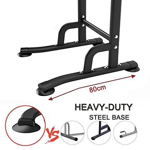 GASLIKE Estación de Dominadas, Power Tower Altura Ajustable, Barra de Tracción para Equipos de Entrenamiento de Fuerza de Gimnasio en Casa, Asas para Flexiones, Capacidad de Peso de 200 kg,Negro