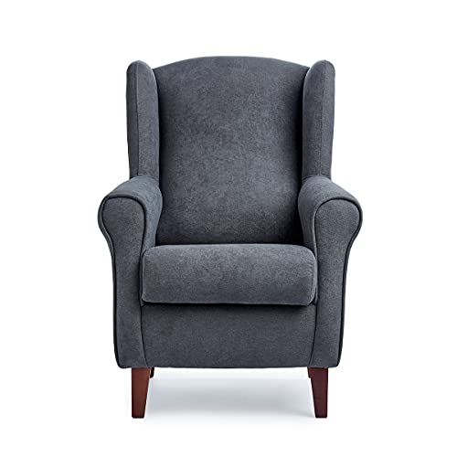 Gasten a gusto Sillón Orejero pequeño, con Tela Antimanchas, para salón o Dormitorio (Tamaño: 100 * 74 * 77 cm) Tapizado en Gris Marengo. Butaca Ideal para Ver la TV, Leer o Lactancia.