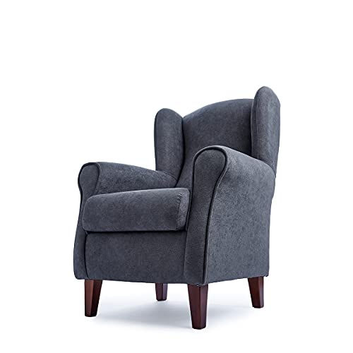 Gasten a gusto Sillón Orejero pequeño, con Tela Antimanchas, para salón o Dormitorio (Tamaño: 100 * 74 * 77 cm) Tapizado en Gris Marengo. Butaca Ideal para Ver la TV, Leer o Lactancia.