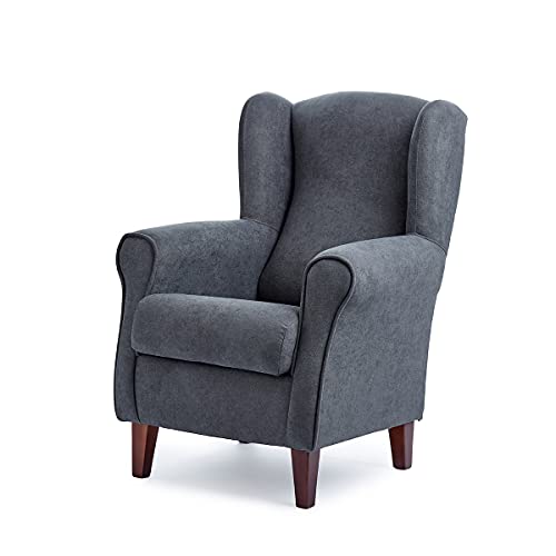 Gasten a gusto Sillón Orejero pequeño, con Tela Antimanchas, para salón o Dormitorio (Tamaño: 100 * 74 * 77 cm) Tapizado en Gris Marengo. Butaca Ideal para Ver la TV, Leer o Lactancia.