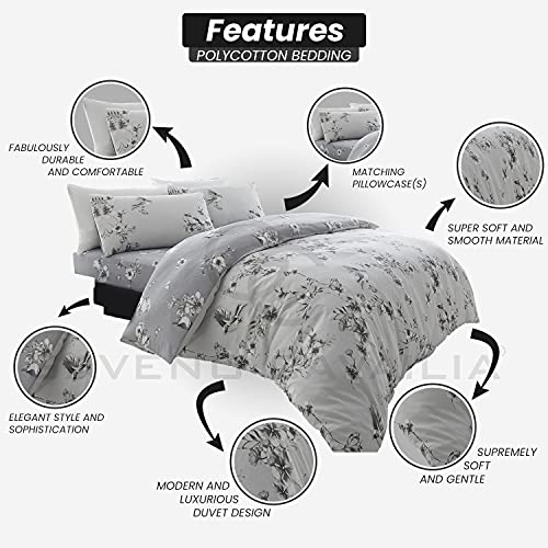 GAVENO CAVAILIA - Juego de Cama con Funda de edredón y Funda de Almohada, poliéster, algodón, Gris, tamaño King
