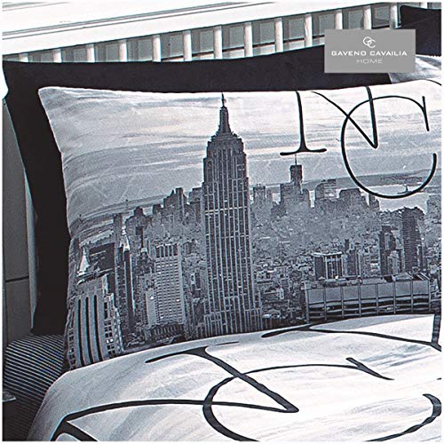 Gaveno cavalia - Juego de Funda de edredón y Funda de Almohada de polialgodón con Estampado Moderno de Nueva York, Color Gris/Negro, Multicolor, Suelto