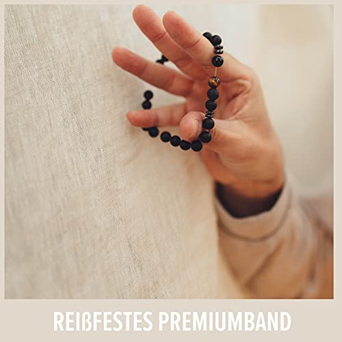 GD GOOD.designs EST. 2015 Pulsera de cuentas de chakra de cuentas de piedra natural de ónix, pulsera de bolas con cuentas de jaspe para Hombre, Azul, 16 centimetros