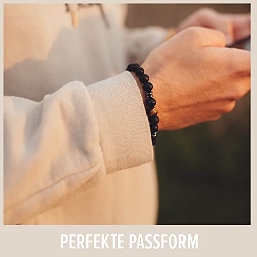 GD GOOD.designs EST. 2015 Pulsera de cuentas de chakra de cuentas de piedra natural de ónix, pulsera de bolas con cuentas de jaspe para Hombre, Azul, 16 centimetros