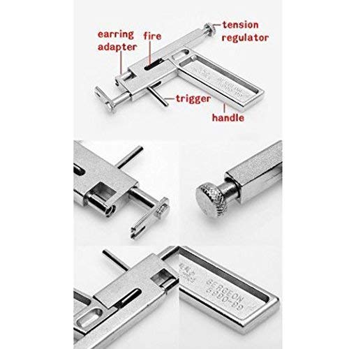 Gearmax, Dispositivo de piercing, pistola de agujas del oído + 49 pendientes metal