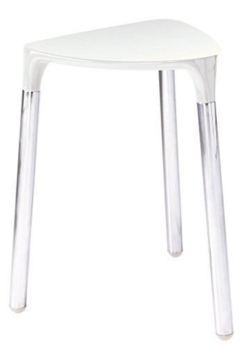 Gedy Yannis Taburete de Tres Patas, Acero, Blanco, 32.3x37x43.5 cm