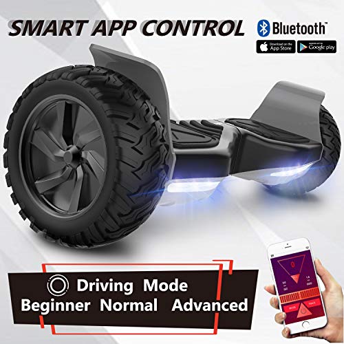 GeekMe Patinete Eléctrico Todo Terreno de 8,5 '' Scooter Equilibrado con Potente Motor Bluetooth + Hoverkart Accesorio para Patinete Eléctrico (Black+Blue)