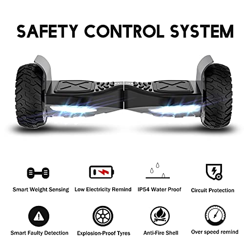 GeekMe Patinete Eléctrico Todo Terreno de 8,5 '' Scooter Equilibrado con Potente Motor Bluetooth + Hoverkart Accesorio para Patinete Eléctrico (Black+Blue)