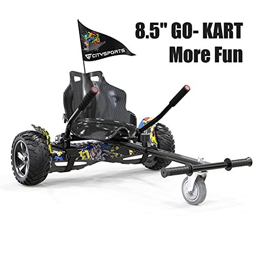 GeekMe Patinete Eléctrico Todo Terreno de 8,5 '' Scooter Equilibrado con Potente Motor Bluetooth + Hoverkart Accesorio para Patinete Eléctrico (Hip+Black Kart)