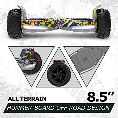 GeekMe Patinete Eléctrico Todo Terreno de 8,5 '' Scooter Equilibrado con Potente Motor Bluetooth + Hoverkart Accesorio para Patinete Eléctrico (Hip+Black Kart)
