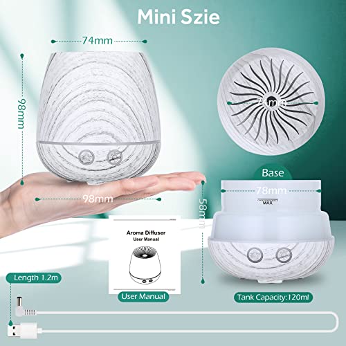 GeeRic humidificador ultrasónico aromaterapia 120ml, USB Difusor de aceite perfumado Nebulizador para aceites esenciales con 7 colores LED silencioso para yoga