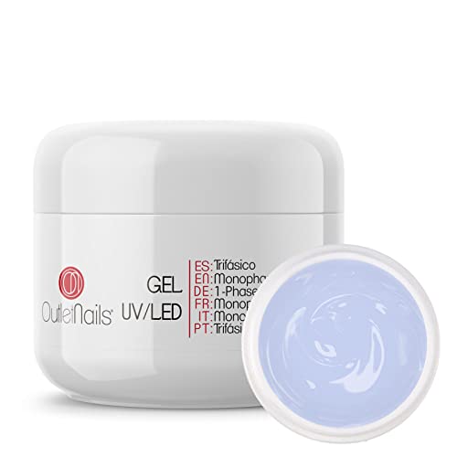 Gel Trifasico UV/LED 50ml para Uñas de OUTLET NAILS, transparente, Viscosidad media, Monophase Gel UV/LED/Monofasico