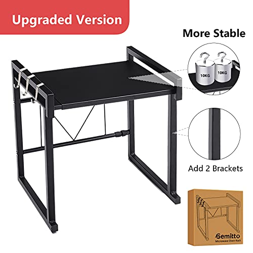 GEMITTO Mueble microondas,Escalable Estante de Horno para Microondas,Estantería de Cocina,Colgar Multifuncional Organizador Estantería Cocina,estanteria cocina,soporte microondas pared, Negro
