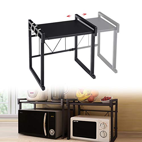 GEMITTO Mueble microondas,Escalable Estante de Horno para Microondas,Estantería de Cocina,Colgar Multifuncional Organizador Estantería Cocina,estanteria cocina,soporte microondas pared, Negro