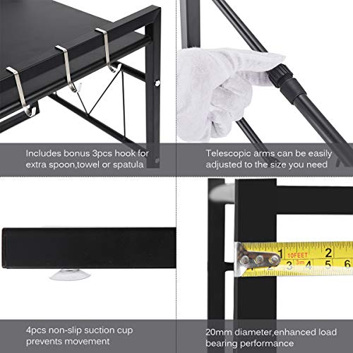 GEMITTO Mueble microondas,Escalable Estante de Horno para Microondas,Estantería de Cocina,Colgar Multifuncional Organizador Estantería Cocina,estanteria cocina,soporte microondas pared, Negro