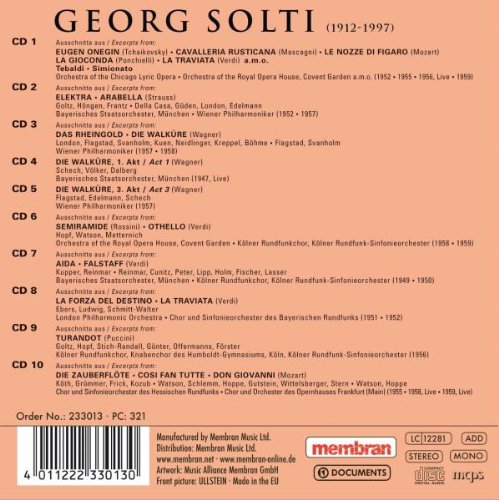 Georg Solti conducts: The Valkyrie, Aida, Cosi Fan Tutte, Don Giovanni, Elektra, The Barber Of Seville, amo!