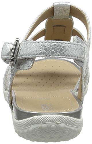 Geox D Sandal Vega A, Sandalias con Punta Abierta Mujer, Plateado (Silver C1007), 38
