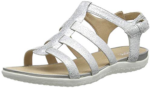 Geox D Sandal Vega A, Sandalias con Punta Abierta Mujer, Plateado (Silver C1007), 38