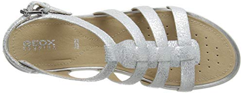 Geox D Sandal Vega A, Sandalias con Punta Abierta Mujer, Plateado (Silver C1007), 38