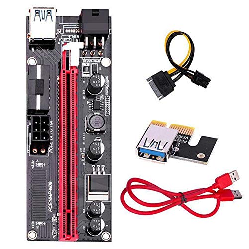 Gfryerty Ver009 - Adaptador de tarjeta elevadora USB 3.0 PCI-E Riser 009S Express 1X hasta 16X SATA de 15 pines hasta 6 pines