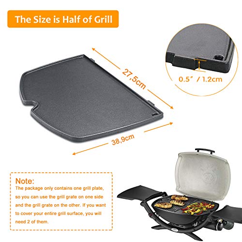 GFTIME 38.6cm 6559 Accesorios de Plancha de Hierro Fundido para Weber Q200 Q220 Q2000 Q2200 396000 396001 396002 566002 53060001 54060001 Piezas de Repuesto