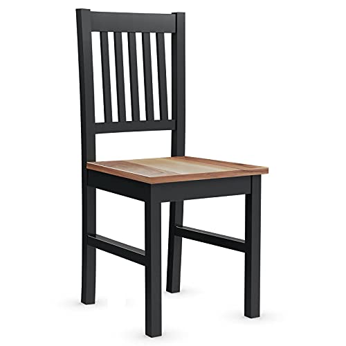 GIANTEX Juego de 4 Sillas de Comedor, Respaldo Reclinable a 100 °, sin Apoyabrazos, Asiento de Color Nogal, Adecuado para Sala de Estar, Comedor, Dormitorio y Oficina, Carga de 100 kg, 37x 44x93cm