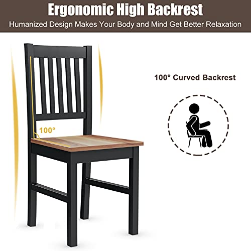 GIANTEX Juego de 4 Sillas de Comedor, Respaldo Reclinable a 100 °, sin Apoyabrazos, Asiento de Color Nogal, Adecuado para Sala de Estar, Comedor, Dormitorio y Oficina, Carga de 100 kg, 37x 44x93cm