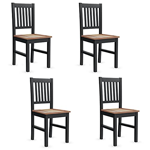 GIANTEX Juego de 4 Sillas de Comedor, Respaldo Reclinable a 100 °, sin Apoyabrazos, Asiento de Color Nogal, Adecuado para Sala de Estar, Comedor, Dormitorio y Oficina, Carga de 100 kg, 37x 44x93cm