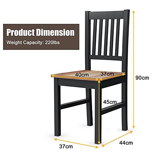 GIANTEX Juego de 4 Sillas de Comedor, Respaldo Reclinable a 100 °, sin Apoyabrazos, Asiento de Color Nogal, Adecuado para Sala de Estar, Comedor, Dormitorio y Oficina, Carga de 100 kg, 37x 44x93cm