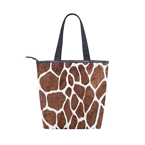 GIGIJY - Bolso de mano con estampado de jirafa grande para mujer y mujer, con cremallera, organizador de bolsas para mujer con asa superior