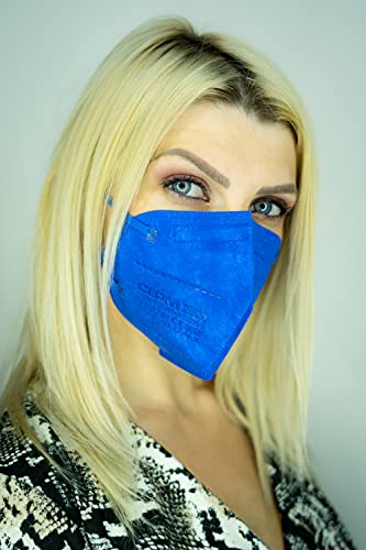 Gima CEPM Comfymask Masque Filtrant FFP2 NR, Fabriqué en Italie, 5 couches, Couleur Bleu électrique, Barrette Nasale Conformable, avec élastiques, certifié EPI, 20 Masque dans des sachets de 2 pièces