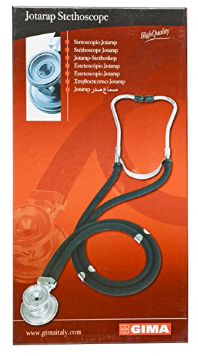 GIMA ref 32581 Estetoscopio Duofono Jotarap Sprague Rappaport, lira, azul, 56cm, doble cabeza, latex free, 5 instrumentos en 1, kit de accesorios con 3 campanas, membranas y olivas de recambio