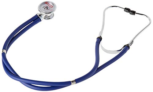 GIMA ref 32581 Estetoscopio Duofono Jotarap Sprague Rappaport, lira, azul, 56cm, doble cabeza, latex free, 5 instrumentos en 1, kit de accesorios con 3 campanas, membranas y olivas de recambio
