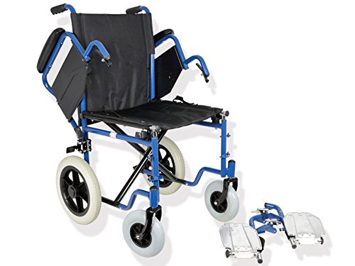 Gima - Silla de ruedas Essex - Silla de ruedas para personas mayores y discapacitadas - Tela de color negro - Marco de color azul - Asiento 43 cm.