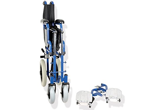 Gima - Silla de ruedas Essex - Silla de ruedas para personas mayores y discapacitadas - Tela de color negro - Marco de color azul - Asiento 43 cm.