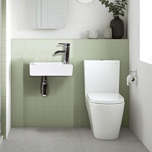 Gimify Lavabo pequeno Pared Ceramica Blanco para Baño (Set)