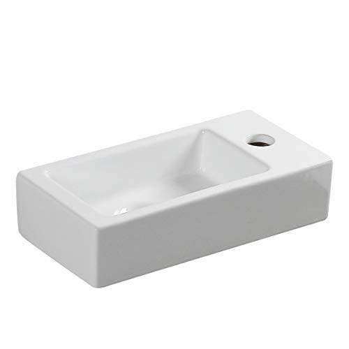 Gimify Lavabo pequeno Pared Ceramica Blanco para Baño (Set)
