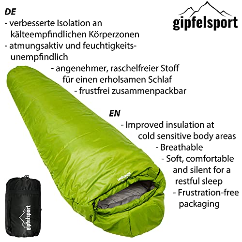 gipfelsport Saco de Dormir Momia Invierno Verde